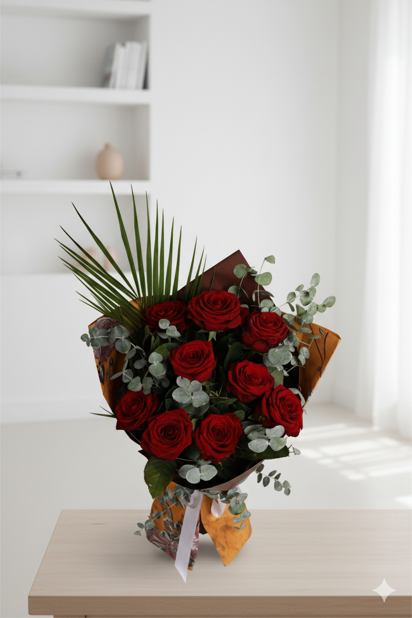 9 K�rm�z� G�l Buketi  A�k�n ve Zarafetin Simgesi